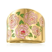 Talijanski prsten s cvjetnim uzorkom od višebojnog emajla od 14k žutog zlata za odrasle žene