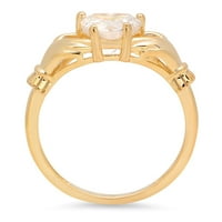 1. karatno srce izrezano prozirnim imitiranim dijamantom od žutog zlata 18K graviranje godišnjice zaruka vjenčani prsten veličine