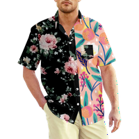 Košulja s cvjetnom biljnom tematikom, ležerni Muški gornji dio s prednjim ovratnikom s reverom i džepom na prsima
