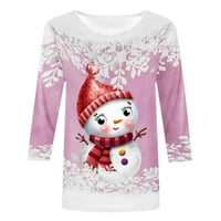 Božićne košulje za žene, modni Božićni print snjegovića, slatka nova smiješna majica, ležerni odjevni vrhovi s okruglim vratom