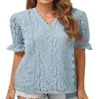 Ženska vrećasta majica s cvjetnom čipkom, ležerna bluza od tunike, radni modni ljetni vrhovi kratkih rukava