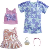 Barbie moda sa zvjezdanom majicom, topom, suknjom i dodacima za lutke