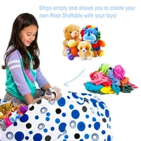 Posh Creations Bean Bag nadignuta poklopac - Organizator igračaka, meka naslovnica, djeca, FT, plavi plavi mjehurići na bijeloj boji