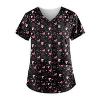 Rasprodaja majica za žene Bluza ženske Ležerne bluze s kratkim rukavima s printom široke bluze s izrezom u obliku slova H, Crna