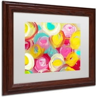 Zaštitni znak likovna umjetnost 'Rose Garden Circles 2' platno umjetnost Amy Vangsgard, bijela mat, drveni okvir