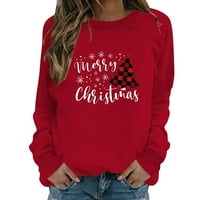 Ženska jesenska Moda, prevelika majica za žene, majice s okruglim vratom s dugim rukavima, modni Božićni pulover s printom, Božićni