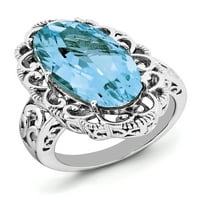 Plavi topaz prsten od čistog srebra s Rodijumskim premazom