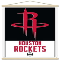 Houston Rockets - zidni plakat s logotipom u drvenom magnetskom okviru, 22.37534