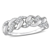 Carat T.W. Diamond Sterling Silver Oval Link prsten