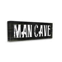 Stupell Home Decor Man Cave Crno -bijela teksturirana teksturirana riječ Canvas Wall Art by Cindy Jacobs