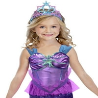 Ružičasta i ljubičasta blistava modna haljina sirena za djevojčice za Noć vještica, za proslavu, srednja veličina