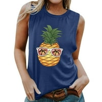 Crop topovi, košulje za žene, prsluk bez rukava u Europskom i američkom stilu, ženska majica sa zabavnim printom ananasa
