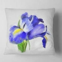DesignArt Blue Iris ilustracija akvarel - jastuk cvjetnog bacanja - 16x16