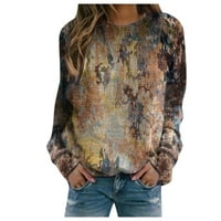 _ / Ženska ležerna majica s tiskanim puloverom, književna široka majica s okruglim vratom s dugim rukavima