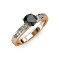 Zaručnički prsten od 1 karatnog crno-bijelog dijamanta od 14 karatnog ružičastog zlata.veličina 7,0