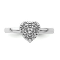 Dijamantni prsten u obliku srca od čistog srebra
