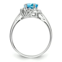 Dijamantni prsten od bijelog zlata od 18 karata i plavi topaz