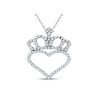 10K dijamantna princeza od bijelog zlata, ženska okrugla dijamantna kruna, privjesak za srce, e-mail