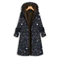 Modni kardigan za žene, Vintage jakna s pamučnom podstavom s kapuljačom s patentnim zatvaračem, duga baršunasta jakna, kardigan,