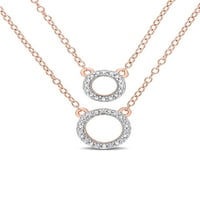 Dijamantni naglasak ružičastog rodija nazvanog srebrnog višeslojnog srebra otvorene kružne ogrlice