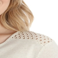Ženski plus pleteni vrh dugih rukava s čipkastim ramenom
