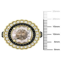 Miabella Ženska 3- karat T.W. Crno-bijela maštovita i okrugla izrezana sol i paprika dijamant 10kt žuto zlato Halo Split Shank prsten