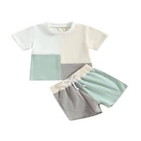 Oprema / sportska odjeća u kontrastnoj boji za djevojčice i dječake, majica kratkih rukava s okruglim vratom + kratke hlače, ljetna