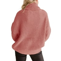 Dodaci / Ženski pulover s kapuljačom s okruglim vratom, preveliki džemper, vrhovi pletenih kabela
