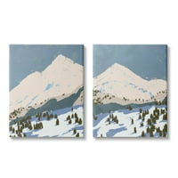 Snježni planinski šumski krajolik umirujući plavi vrhovi platno, zidni umjetnički dizajn Jacoba Greena, komad, 24 30