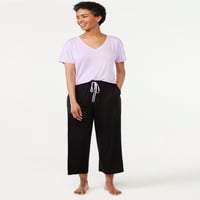 Joyspun ženske ošišane pletene hlače za spavanje, veličine s 3x