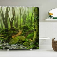 Kišna šuma šumska zavjesa za tuširanje zavjesa za kupaonicu 3 B Tkanina s prirodnim krajolikom Vodootporna zavjesa za kadu s kukama