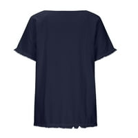 Ženske majice kratkih rukava, ležerna bluza širokog kroja s resicama, vrhovi okruglog vrata, ljetne lagane udobne majice s printom