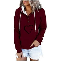 Ženska majica s kapuljačom s izrezom i gumbima, jesenska rasprodaja, majica s kapuljačom s printom za tinejdžerice, ležerni puloveri