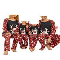 Obiteljske božićne pidžame, odgovarajući setovi, pidžame s uzorkom losa s dugim rukavima i okruglim vratom za odrasle i djecu