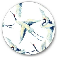 DesignArt 'Azijski dojam za ptice dizalice I' Tradicionalna metalna zidna umjetnost kruga - disk od 23 godine