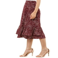 Jedinstvene ponude juniorke cvjetne elastične visoke struke zalupljene rupke s patentnim zatvaračem midi suknja