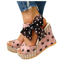 Ženske cipele; ženske sandale na platformi i klin; modne cipele Na vezanje u točkicama; ružičaste cipele; 8