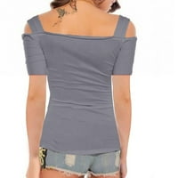 Majice kratkih rukava za žene u grafičkom stilu za sposobne dame Top s bluzom bez naramenica majice za žene