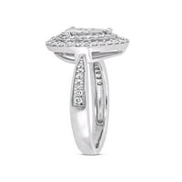 Zaručnički prsten s dvostrukom aureolom u obliku srca od srebra s dijamantom u obliku karata