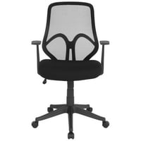 Crna mrežasta uredska stolica s visokim naslonom Serije A. M. s naslonima za ruke