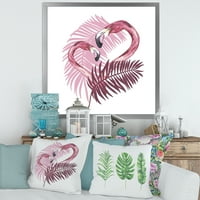 DesignArt 'Pink Flamingo u tropskom ljetu II' tropski uokvireni umjetnički tisak