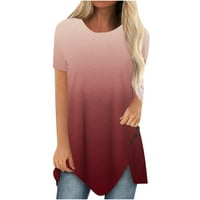 Ženske majice s okruglim vratom, Plus veličina, majica kratkih rukava s printom na kopčanje, bluza nepravilnog oblika, rasprodaja