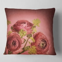 Designart ranunculus cvijeće stabljika na ružičastoj - cvjetni jastuk za bacanje - 18x18