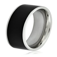 Obalni nakit dvobojni crni emajlirani prsten od nehrđajućeg čelika