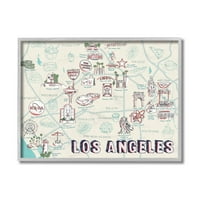 Stupell Industries Los Angeles California City Oznaka Karta Poznate destinacije Dizajn Ziwei Li, 16 20