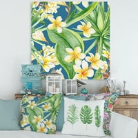 DesignArt 'žuti cvjetovi i tropsko lišće XV' Moderni platno zidne umjetničke tiska