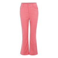 Ženske hlače jednobojne valovite hlače širokih nogavica vanjske jednobojne casual hlače za žene ružičaste, e-mail