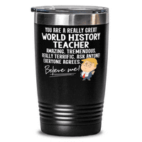 Smiješni učitelj svjetske povijesti Trump poklon učitelju čaša-šalica od 20 oz od crnog nehrđajućeg čelika s vakuumskom izolacijom