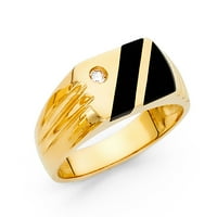 Nakit od žutog zlata od 14 karata imitacija mens modni prsten za obljetnicu veličine 10,5