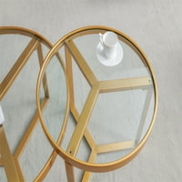 Moderni okrugli stolić za kavu Zlatni metalni okvir ploča od kaljenog stakla